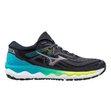 Mizuno WAVE SKY 4 (W) Кроссовки беговые женские Темно-серый/Голубой