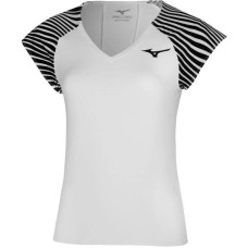 Mizuno PRINTED TEE (W) Футболка теннисная женская Белый/Черный