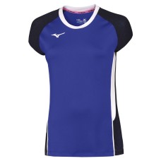 Mizuno PREMIUM HIGH KYU TEE (W) Футболка волейбольная женская Синий/Темно-синий/Белый