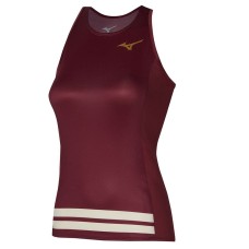 Mizuno PRINTED TANK (W) Майка теннисная женская Бордовый/Серый